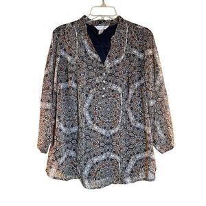 CHRISTOPHER & BANKS Women’s Paisley Lined Long Sleeve Top / Size: XL